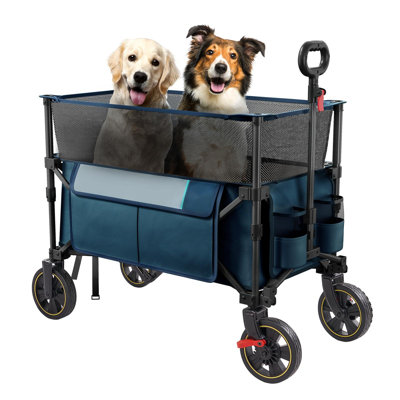 350L Extra Large Collapsible Folding Wagon Carts With Brake, Heavy Duty Outdoor Camping Utility Wagons With Extended Height, Adjustable Handle, Cup Ho -  PET SUPPLY PLUS INC, HYC0C3M65SNL