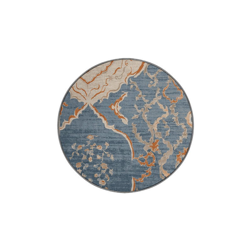Machine Washable Gray Area Rug, Round 6'