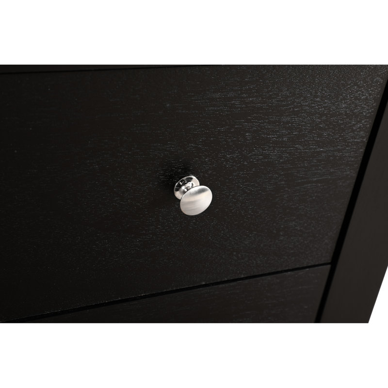 Commode de chambre G2450 en bois manufacturé noir avec tiroirs, panneau de particules et placage massif