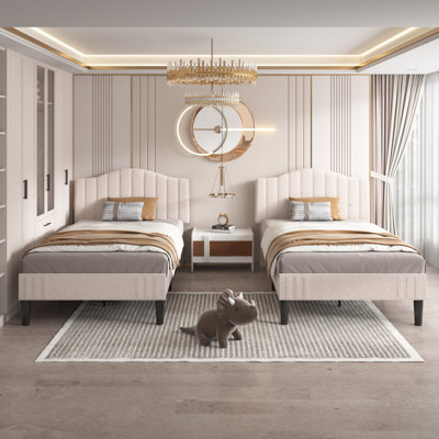 Lit plateforme simple avec tête de lit ajustable en tissu Cante Cante
