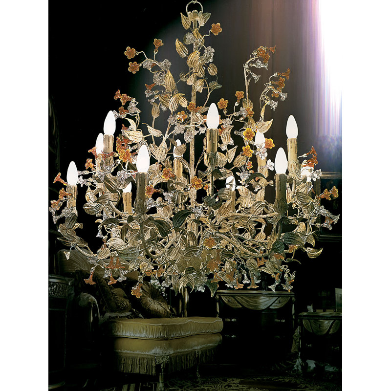 Style bougie classique/lustre traditionnel 12 lumières avec accents de cristal