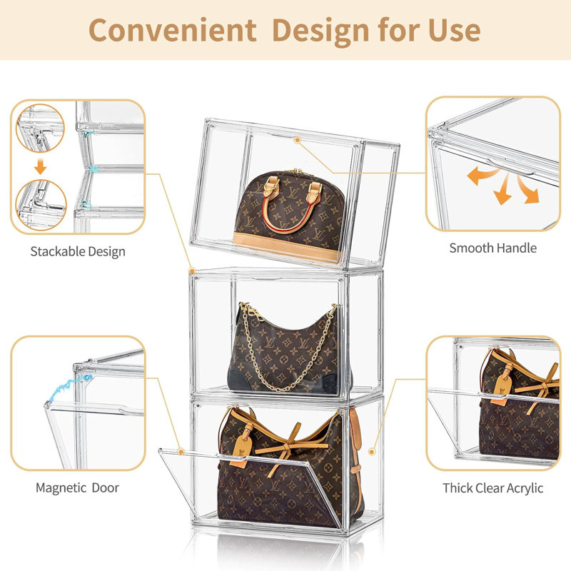 Clear Handbag Storage Organizer with Sturdy Structure 1 Pack, 15.7" H x 11.8" W x 9.8" D