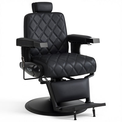 Vintage Heavy Duty Hydraulic Reclining Barber Chair, 360°Swivel Salon Chair with Hair Dryer Holder