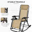 2 chaises berçantes d'extérieur, chaise berçante pliable zéro gravité avec coussin, porte-gobelet et support pour téléphone, beige, structure en acier, aucun assemblage requis 2 pièces inclinables, structure pliable pour une performance fiable