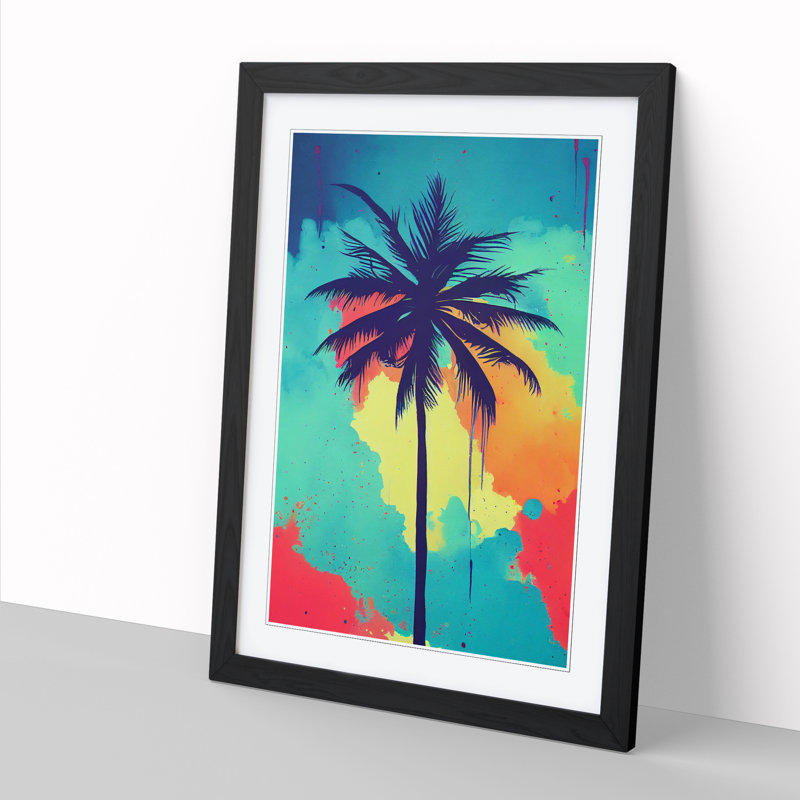Palm Tree Vol.2 1 Piece Single Picture Frame Painting, 46cm H x 34cm W x 2cm D, Black