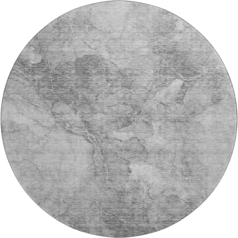 Premium Machine Washable Prisco Gray Rug, Round 8'