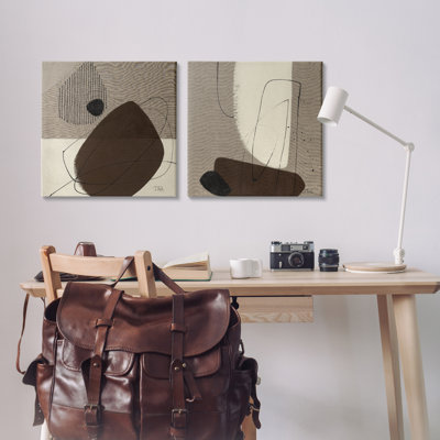 Brown Hidden Lines  2 PC Canvas Wall Art Set by Patricia Pinto
