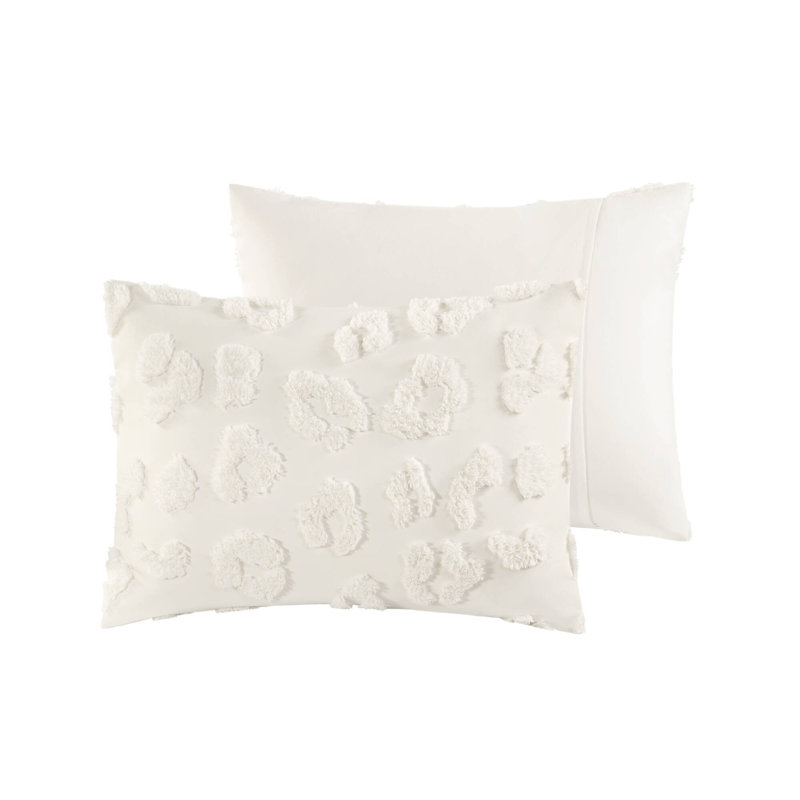 Full Off-White Microfiber Chenille Comforter Set