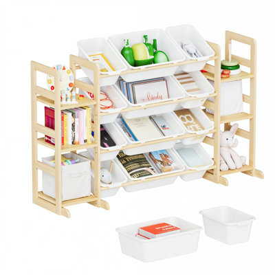 Storage Organizer with 6 Shelves & 12 Bins – Multifunctional Shelf and Box Set for Living Room, Bedroom & Home Décor (52.3" W)