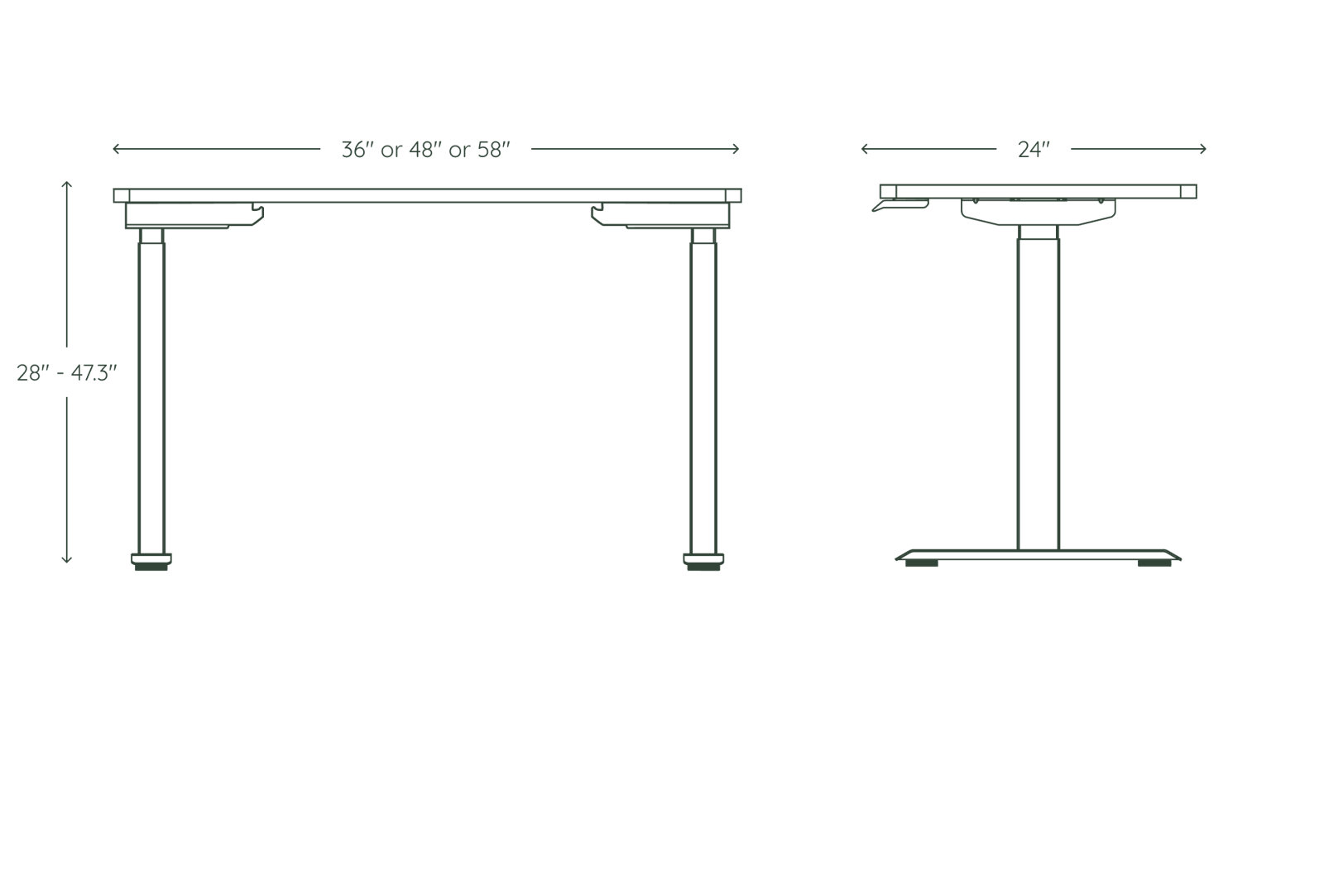 Duo Standing Desk, Charcoal, Woodgrain, 47.3" H x 48" W x 24" D