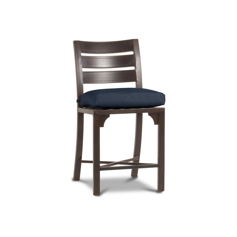 Bungalow Outdoor Bar Stool, Spectrum Indigo Sunbrella® Plainweave
