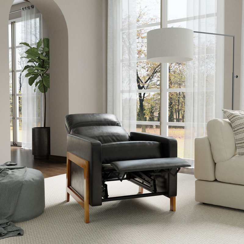 Fauteuil inclinable rembourré Antwine, noir, Noir