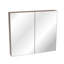 Armoire à pharmacie 32 * 28 avec miroir pour salle de bain, miroir de salle de bain mural avec rangement, tablettes réglables, cadre en aluminium, montage en surface jaune + corail
