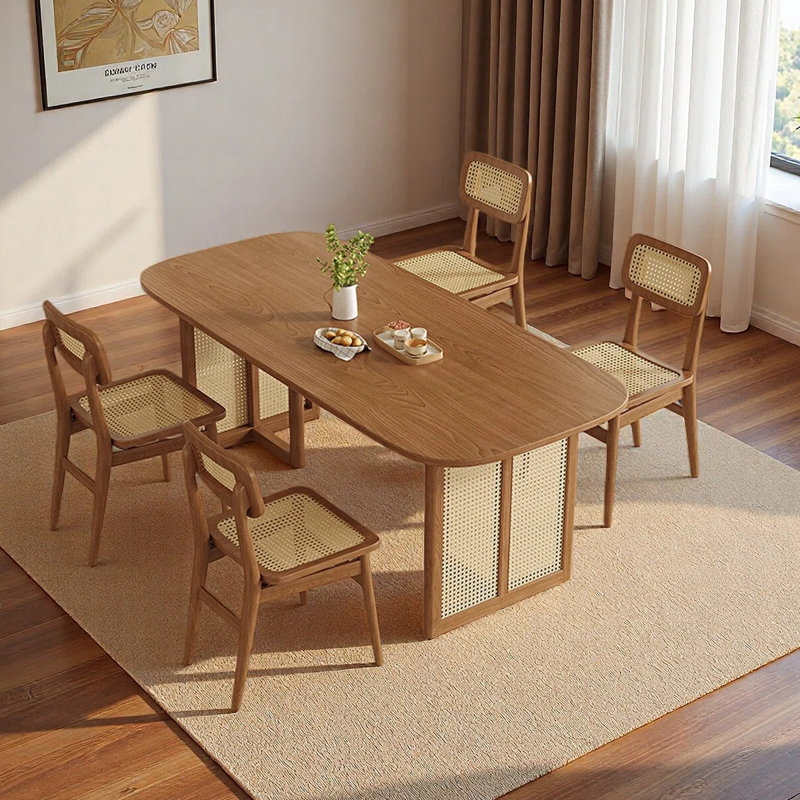 Table de salle à manger en osier à usage domestique, H 29,53 po x l 55,12 po x P 27,56 po