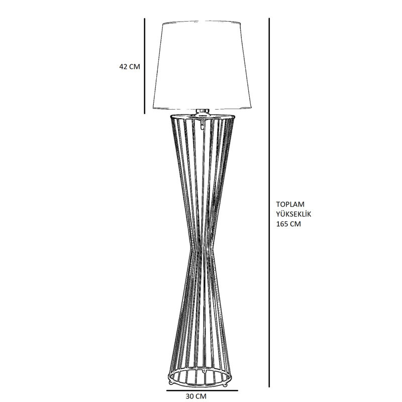 Colletta 165Cm Black Coulmn Floor Lamp, Beige