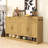 Farmhouse Sideboard Buffet with Adjustable Shelf, 3 Drawers, 4 Doors and Open Compartments-1409027336