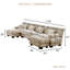 Canapé modulaire en forme de U à combinaison libre avec sièges profonds et 4 repose-pieds convertibles, chenille champagne beige-1976739591