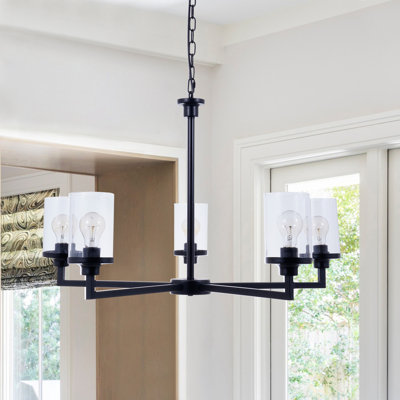 5 - Light Dimmable Wagon Wheel Chandelier