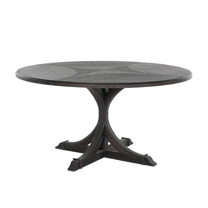 Adams 60" Pedestal Dining Table, Cerused Forest Black