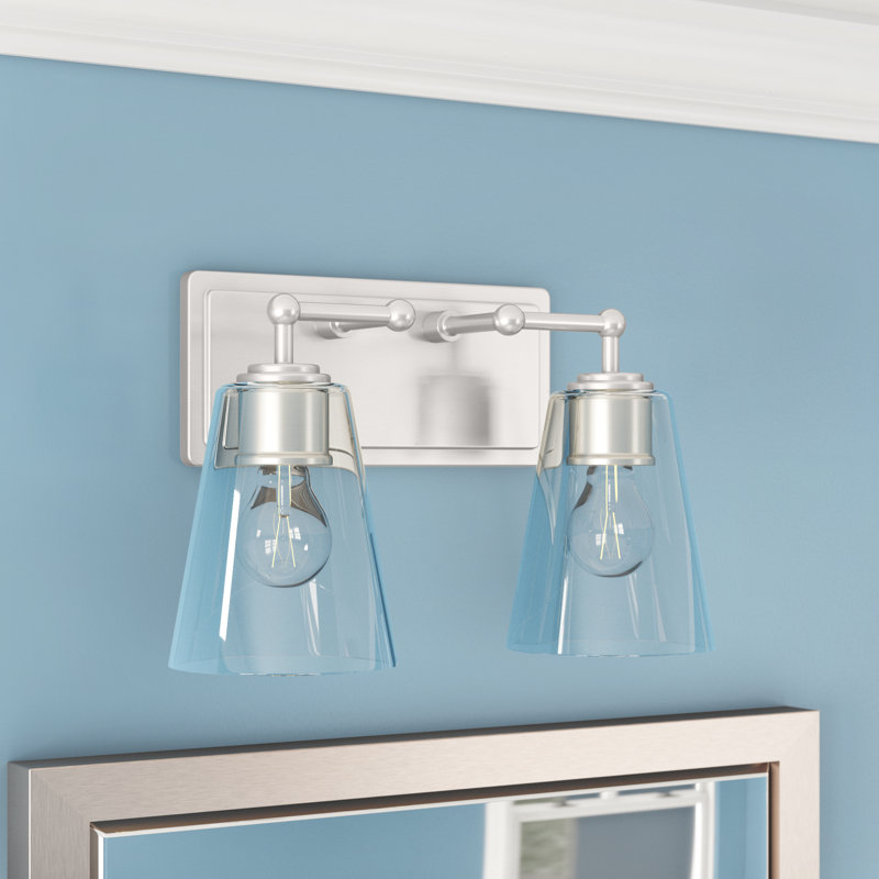 Dimmable Vanity Light, Brushed Nickel, Clear Glass, 2