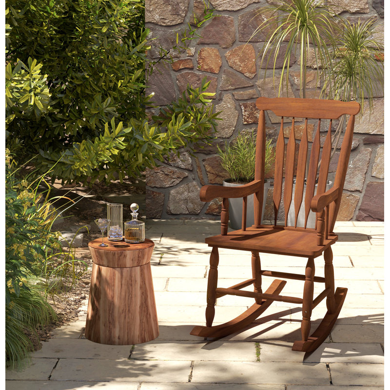 Chaise berçante en bois massif Tamicka, Teck