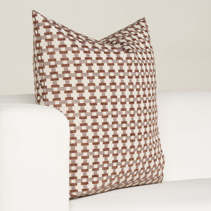 Coussin Birch Lane Stride, Géométrique mauve, Plumes, Carré 17 po