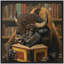 «Traditional Buffalo Reading in Library» par The Creative Bunch Studio, reproduction d'art sur toile encadrée-88034531