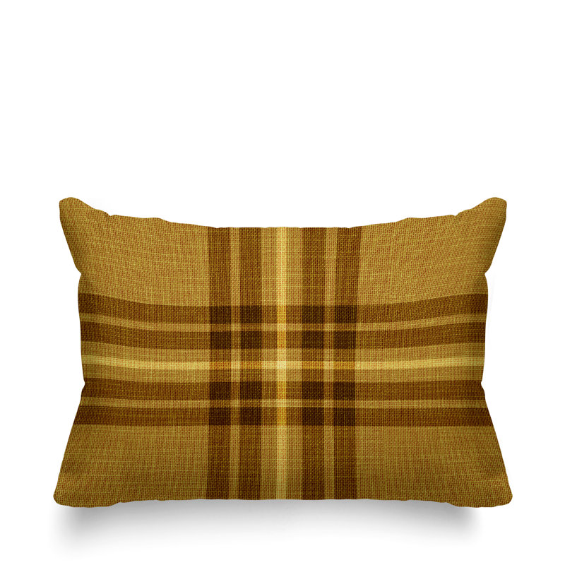 Brady Plaid Cottage Indoor/Outdoor Pillow, Gold