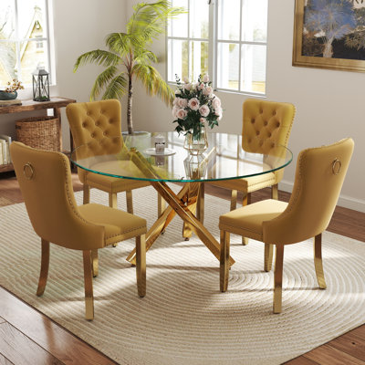 5-Piece Round Glass Dining Table Set