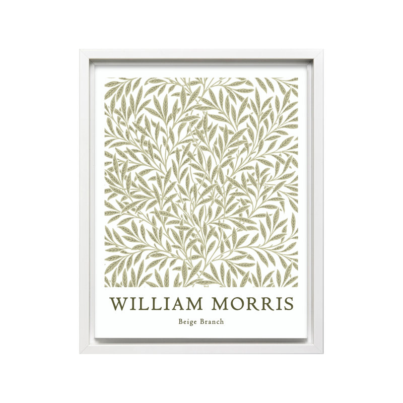 William Morris - Branche No3, Canvas, White Framed, 11"H x 14"W