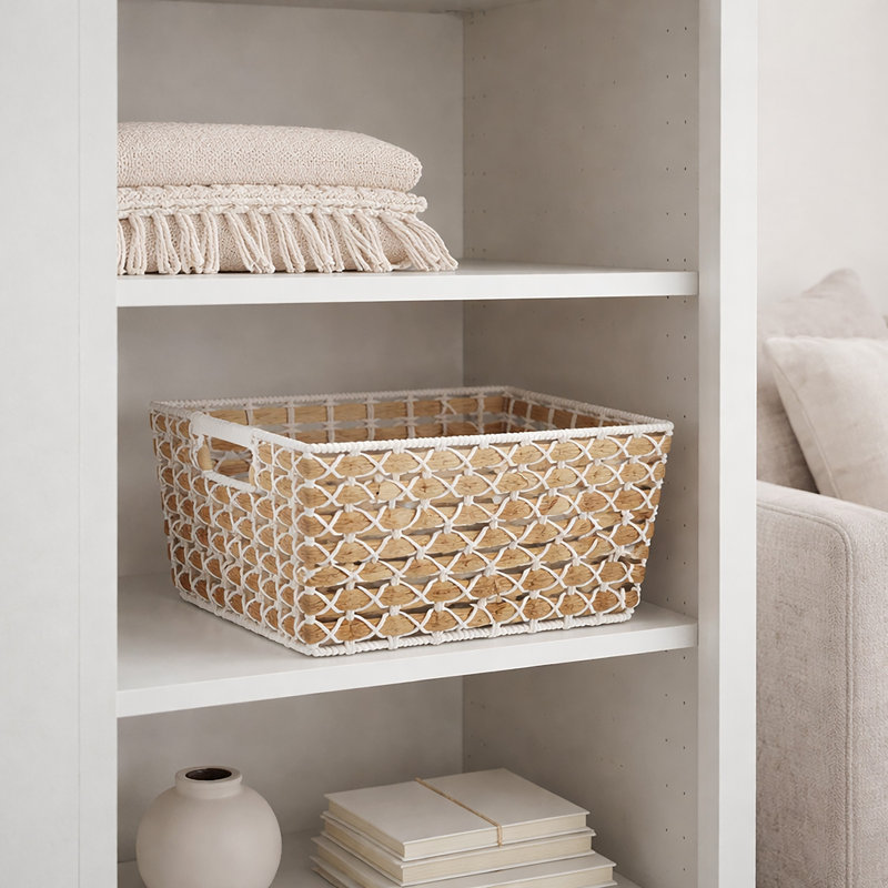  Small Paper Rope Woven Tote, 7.8" H x 11.8" W x 9.8" D