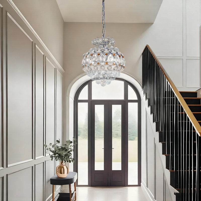 Luminaire suspendu en cristal chromé pour vestibule ou couloir