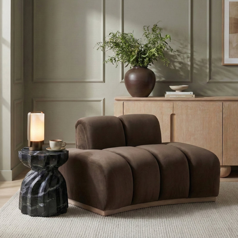 Fauteuil en velours Jace, Velours brun