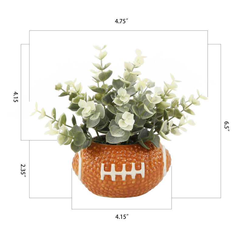 4.75'' Faux Eucalyptus Plant in Ceramic Decorative Vase