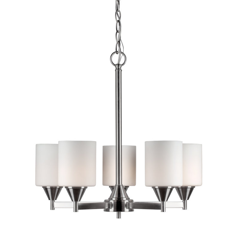 Lustre sphère à 5 lumières ombrées Burchell, Nickel brossé