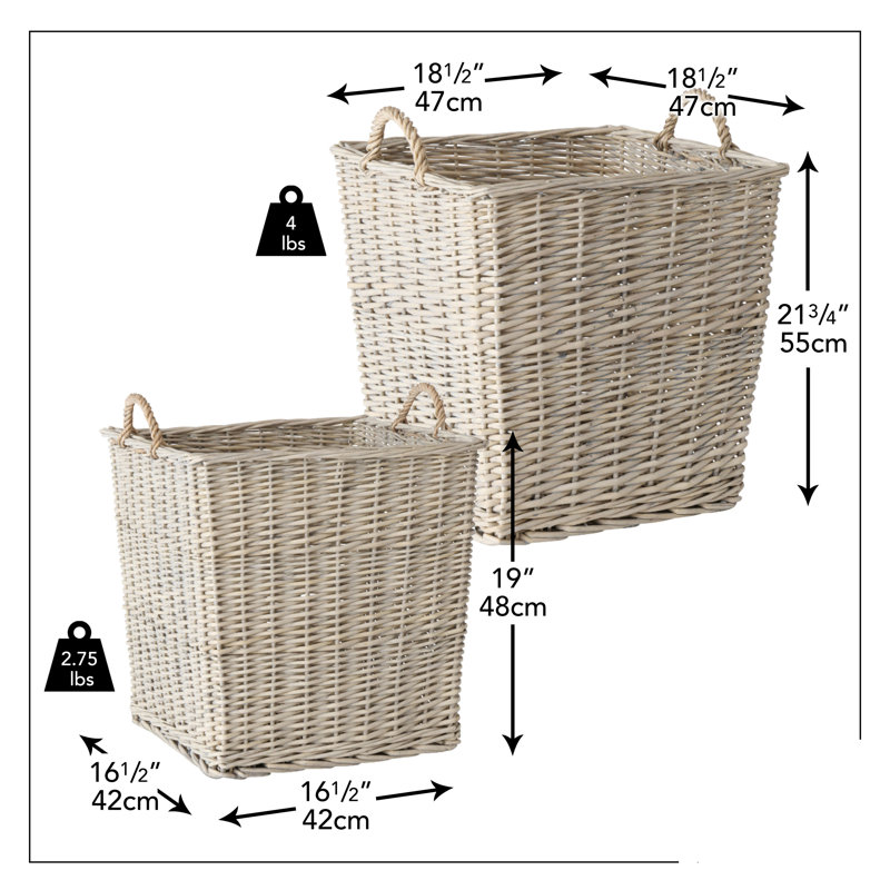 2 Piece Wicker Basket Set