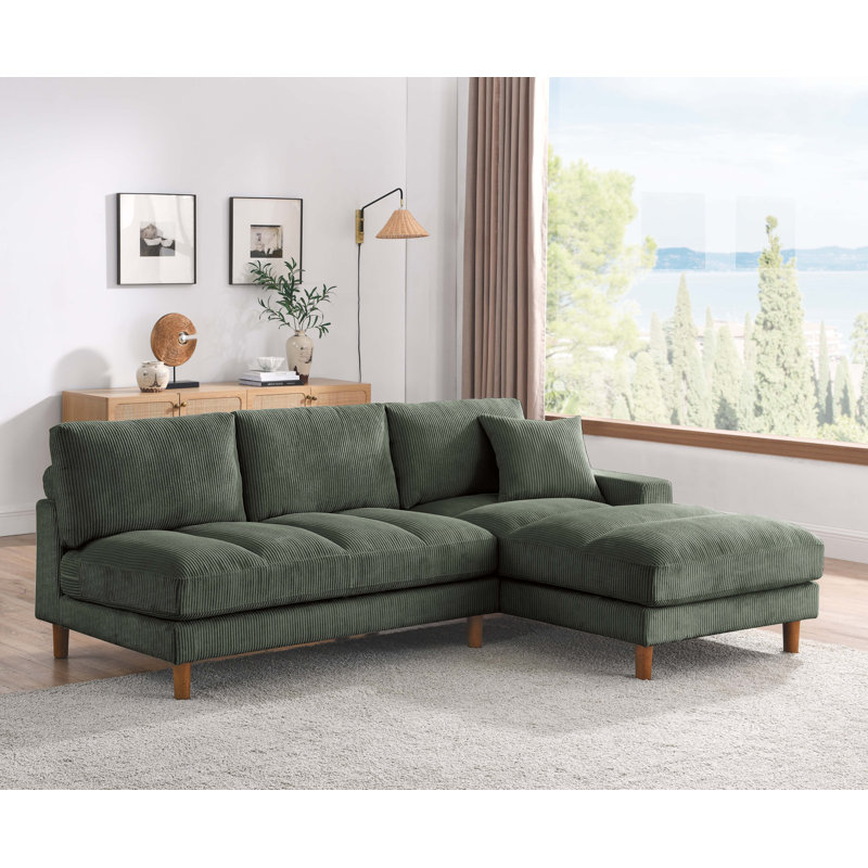 Canapé et méridienne lyna 95 po, Accoudoir à droite (vu de face), Vert foncé