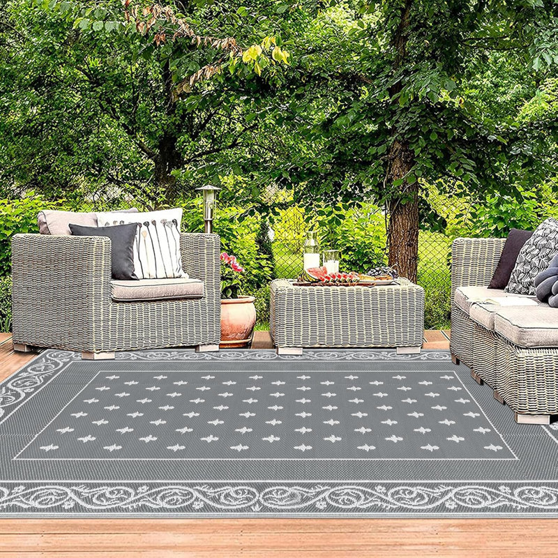 Outdoor Rug, Gray, Rectangle 6' x 9'