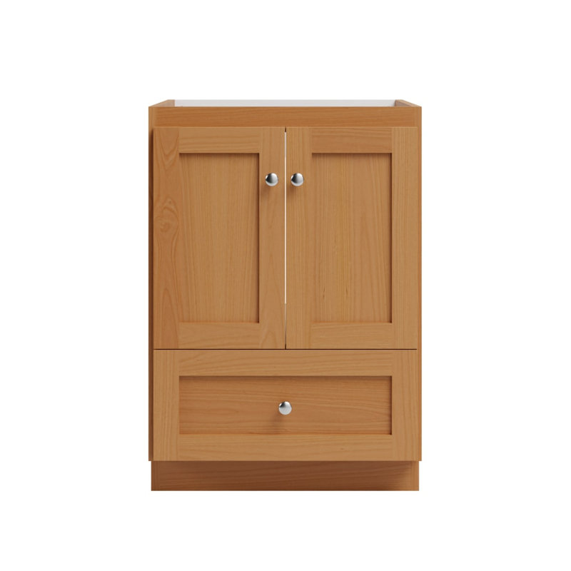 Armoire de salle de bain sans plateau en aulne naturel l 24 po x P 21 po x H 34,5 po Shaker, Aulne naturel