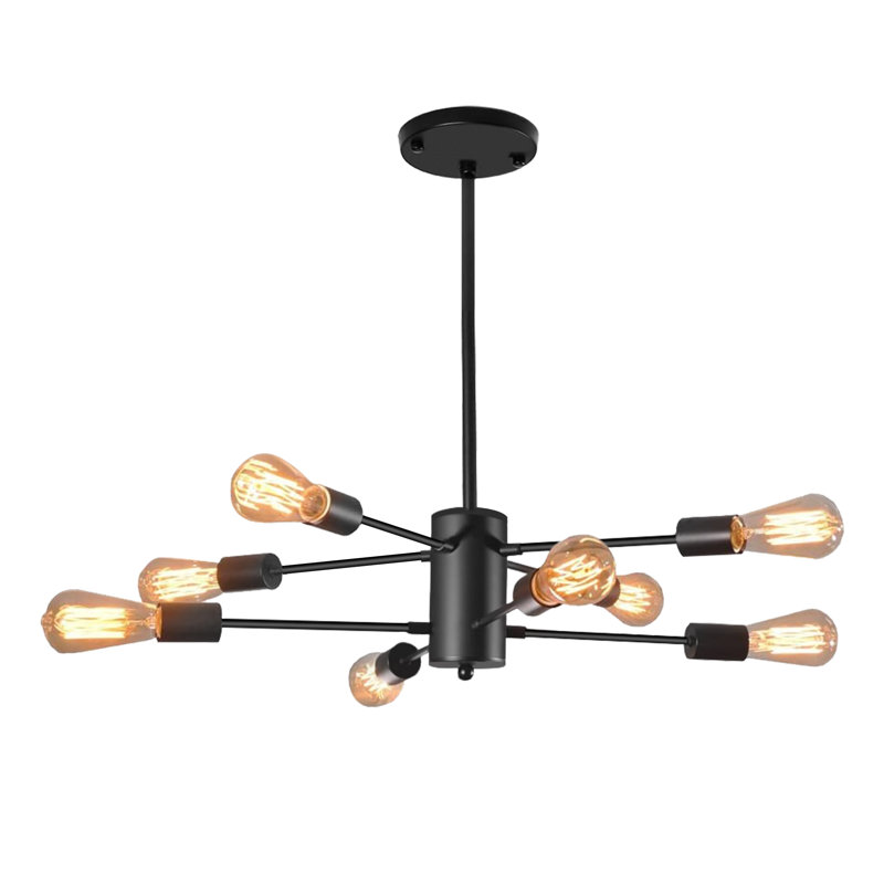 Lustre linéaire spoutnik moderne à 8 lumières Chare, Noir