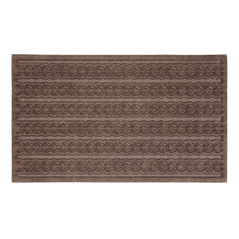 Knit Design Scraper Braided Door Mat Non-Slip Indoor Doormat, Brown, 0.5cm H x 75cm L x 45cm W