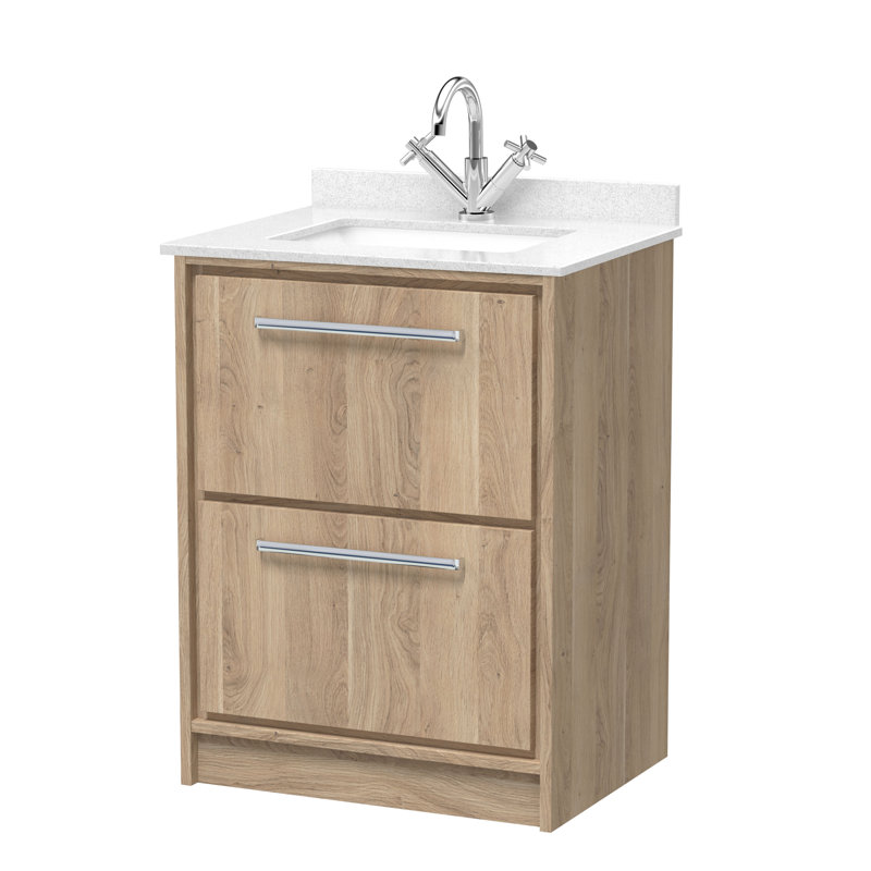 Tishay Bathroom Vanity, Bleached Oak, 62cm W