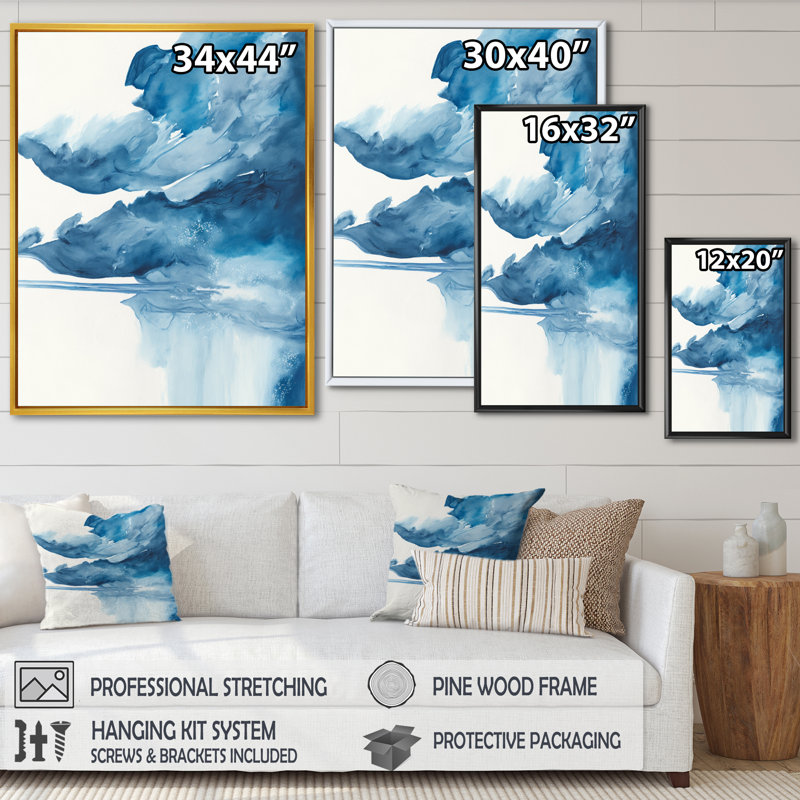 «Imperial Blue Solitude II», reproduction sur toile, H 32 po x l 24 po x P 1 po, Toile avec cadre flottant or