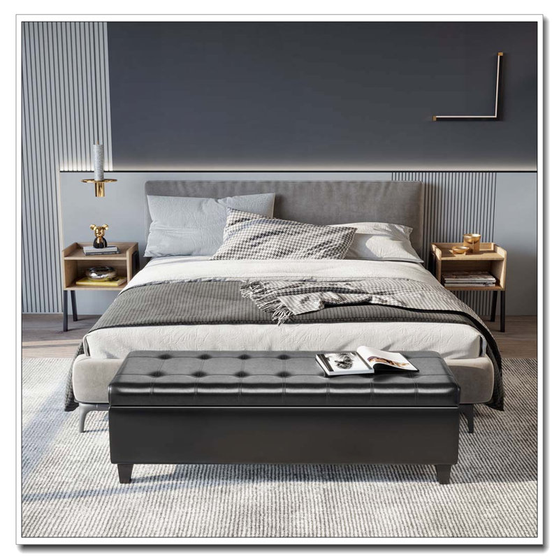 Banc de rangement avec repose-pieds 51 po, Noir