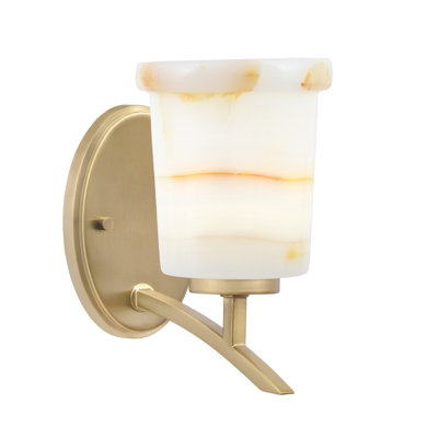 Sunnydale Uplight Wall Sconce, New Age Brass Finish, 5" Natural Stone Shade