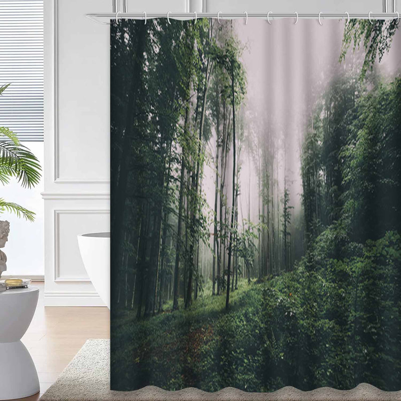 Rideau de douche Green Misty Forest, L 72 po x l 84 po