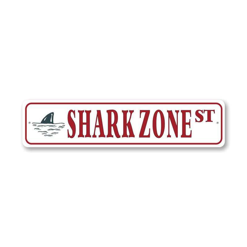 Plaque en aluminium Shark Street, H 4 po x l 18 po x P 0,04 po