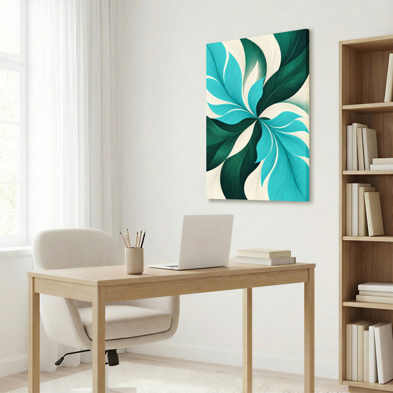Ensemble de 1 tableau sur toile à motif abstrait de feuilles tropicales, H 18 po x l 12 po