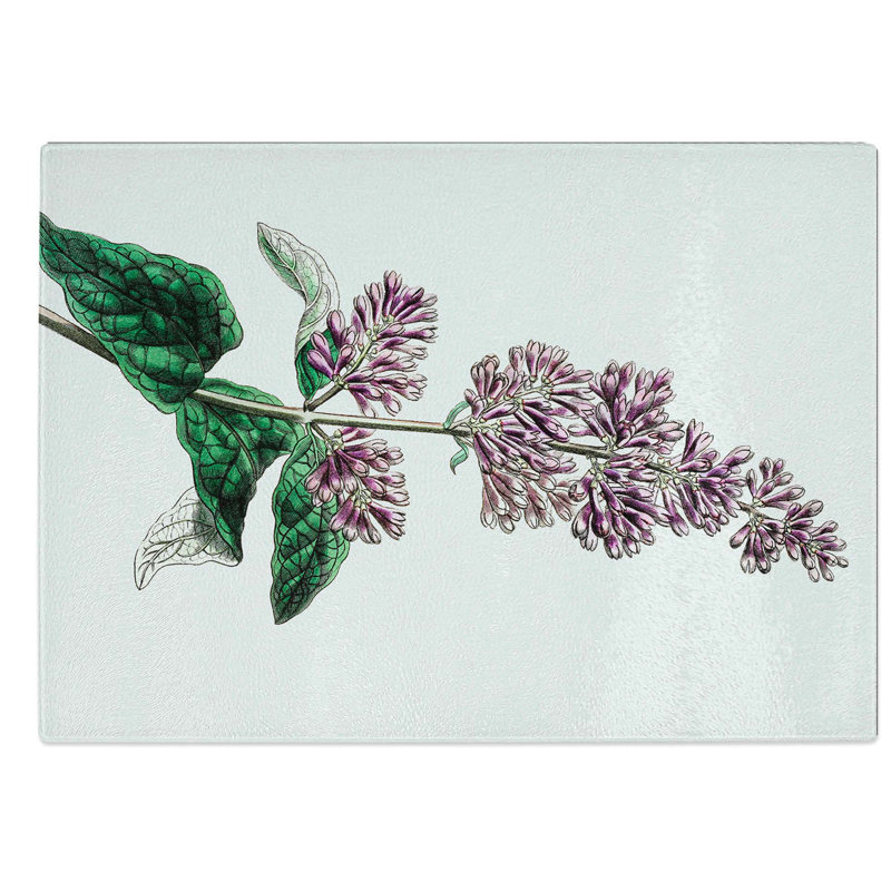 Glass Hungarian Lilac Flowers Chopping Board, 28.5 cm W x 20 cm L