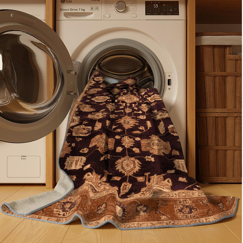 Tapis brun lavable à la machine, Rectangle 8 pi x 10 pi